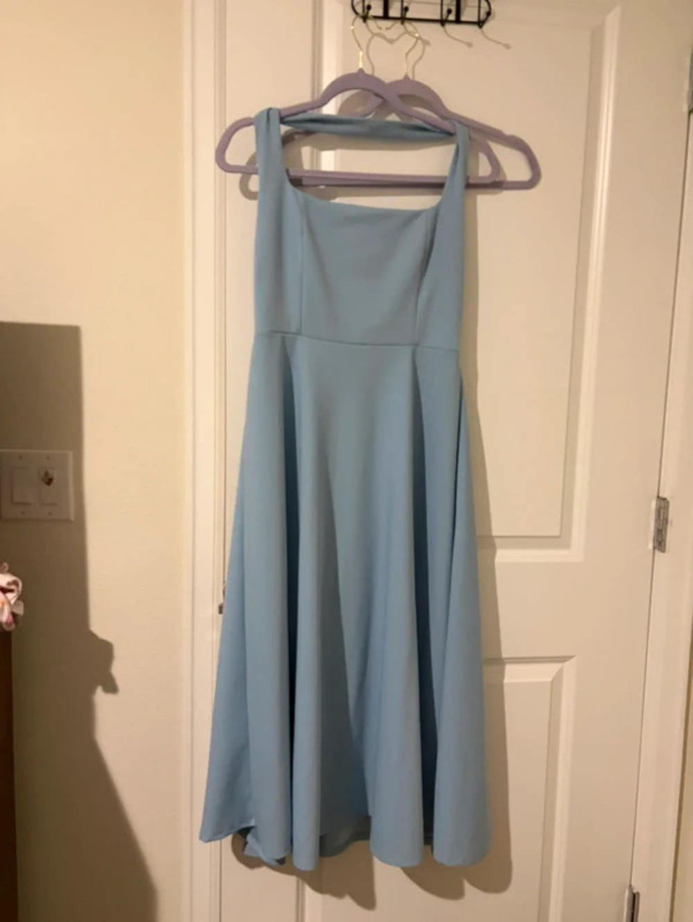 Fashion Nova Light Blue Midi Dress with Square Neckline